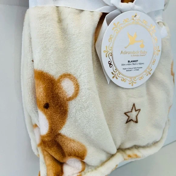 Adirondack Baby by Berkshire My Cozy Cream Baby Blanket Teddy Bears & Stars - Picture 5 of 13